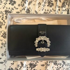 Jimmy Choo Black Clutch with Crystal Accent
